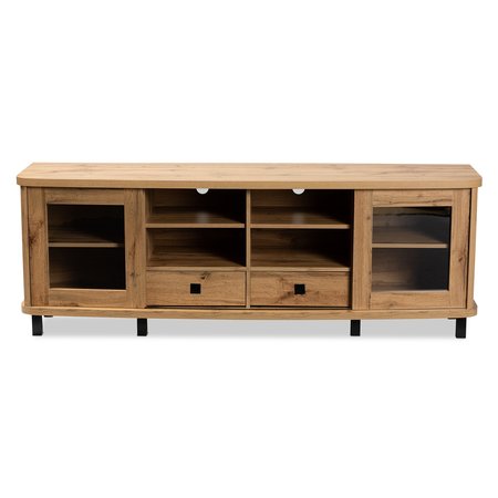 Baxton Studio Walda Modern and Contemporary Oak Brown Finished Wood 2-Drawer TV Stand 190-12000-ZORO